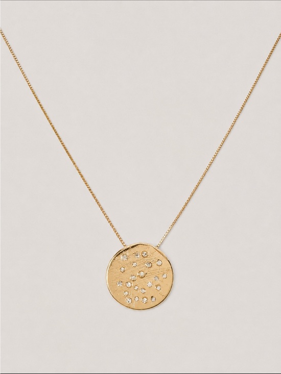 Jewelry - New! 18K Gold Plated Disk Crystal Pendant Necklace NWOT 1063